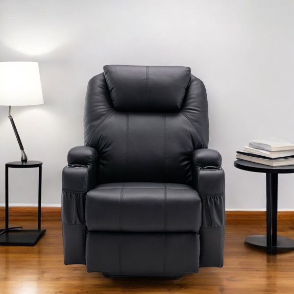 33" Black Power Heated Massage Lift Assist Recliner - Image 2