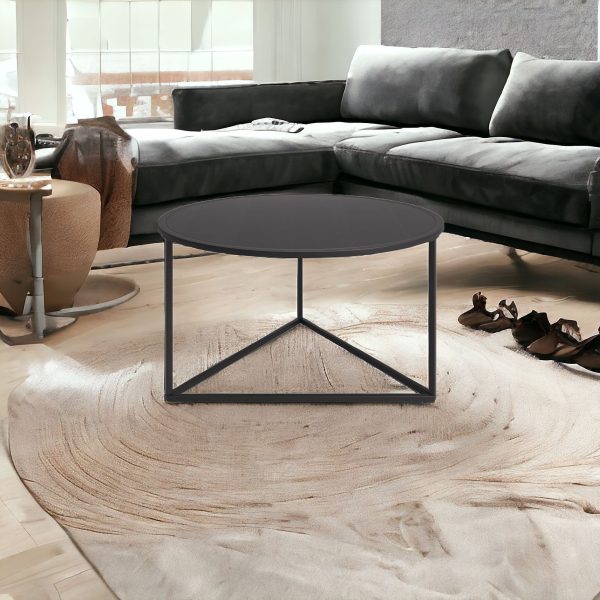 33" Black Steel Round Coffee Table - Image 2