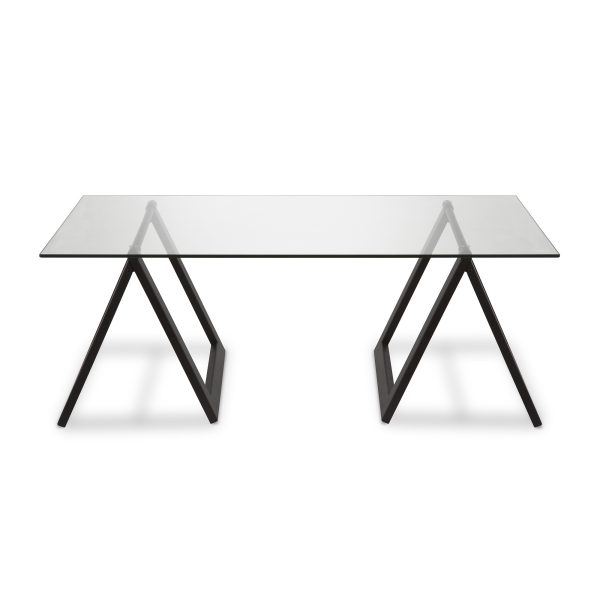 46" Black Glass And Steel Coffee Table - Image 3