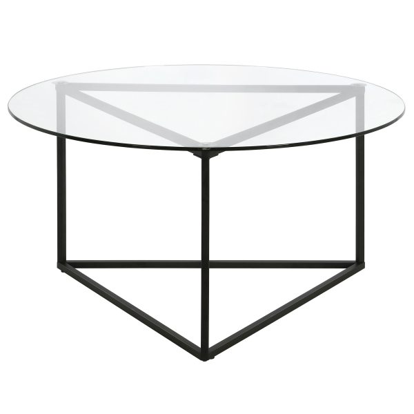35" Black Glass And Steel Round Coffee Table - Image 3