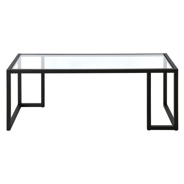 45" Black Glass And Steel Coffee Table - Image 3