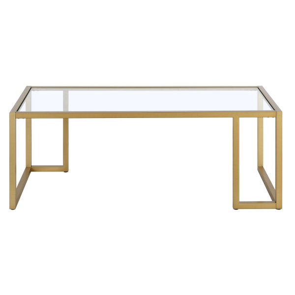 45" Gold Glass And Steel Coffee Table - Image 3