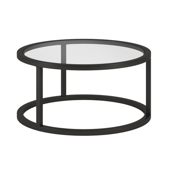 35" Black Glass And Steel Round Coffee Table - Image 3