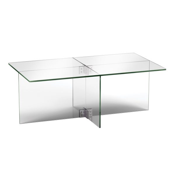 24" Clear Glass And Steel Coffee Table - Image 2