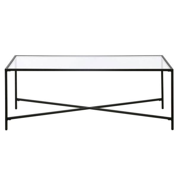 48" Black Glass And Steel Coffee Table - Image 3