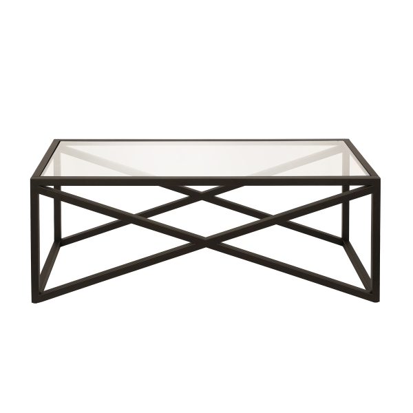 46" Black Glass And Steel Coffee Table - Image 3