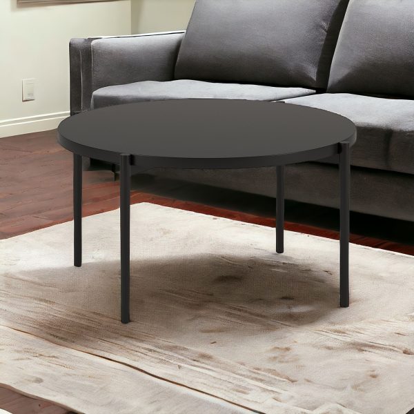 32" Black Steel Round Coffee Table - Image 2