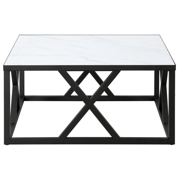 35" White And Black Steel Square Coffee Table - Image 3