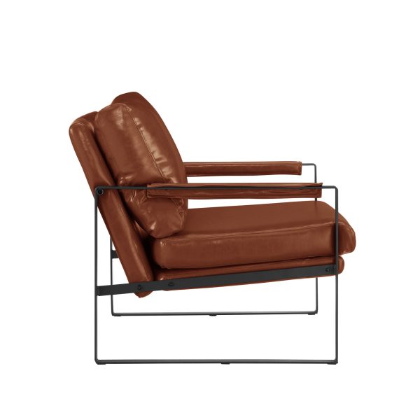 27" Dark Brown Faux Leather And Black Arm Chair - Image 3