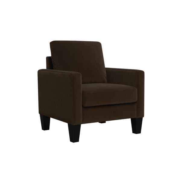 32" Dark Brown and Black Upholstered Arm Chair - Image 2