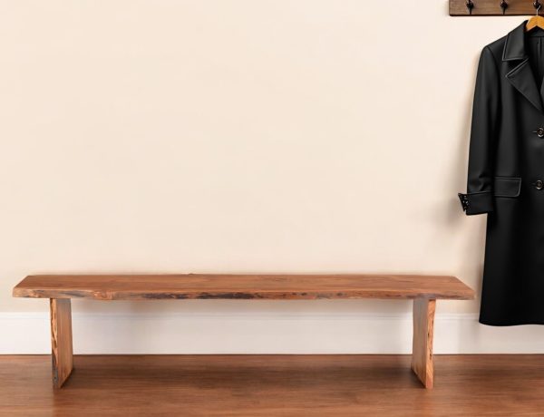85" Natural Solid Wood Dining Bench - Image 2