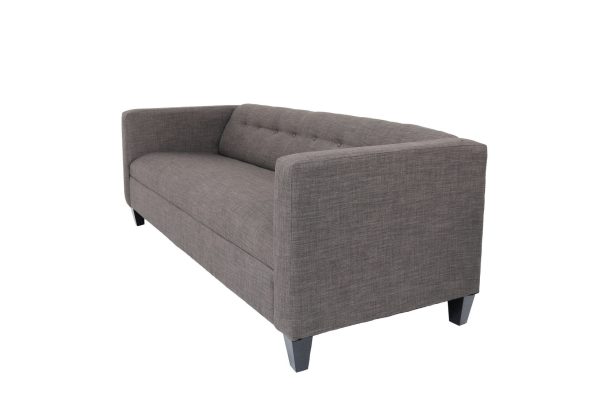 80" Charcoal Polyester Sofa With Black Legs - Image 3