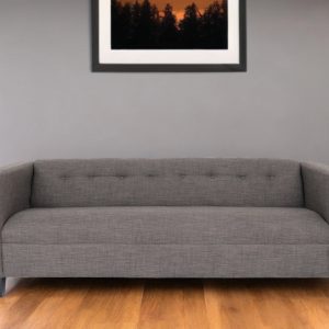 80" Charcoal Polyester Sofa With Black Legs