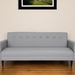 80" Gray Faux Leather Sofa With Black Legs