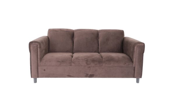 72" Dark Brown Suede Sofa With Black Legs - Image 2