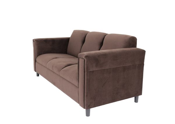 72" Dark Brown Suede Sofa With Black Legs - Image 3