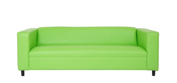 84" Green Faux Leather Sofa With Black Legs - Image 2