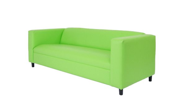 84" Green Faux Leather Sofa With Black Legs - Image 3
