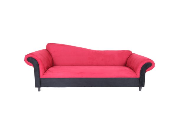 98" Red Velvet Settee With Black Legs - Image 2