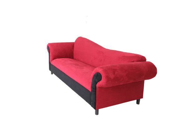 98" Red Velvet Settee With Black Legs - Image 3