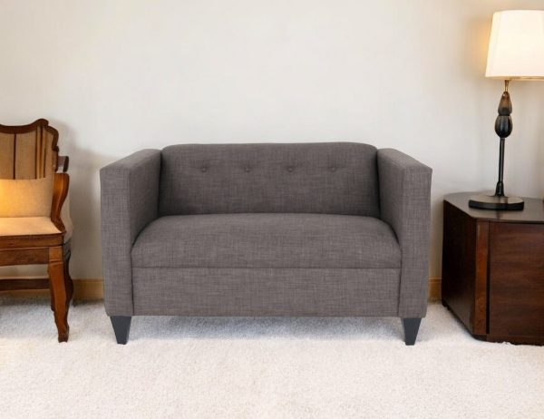 50" Charcoal And Dark Brown Loveseat - Image 2
