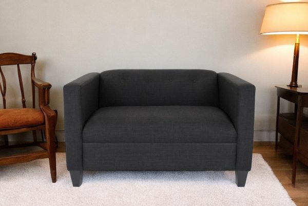 80" Black And Dark Brown Loveseat - Image 2