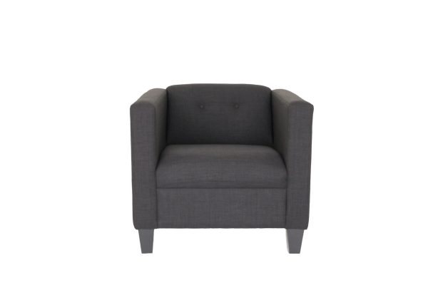30" Dark Gray Upholstered Tufted Arm Chair - Image 3