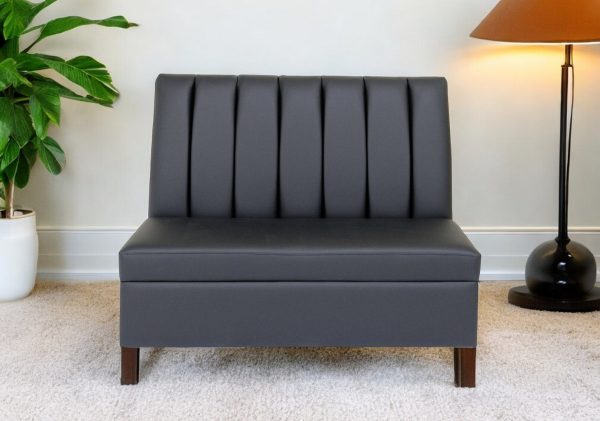 48" Black And Dark Brown Faux Leather Loveseat - Image 2