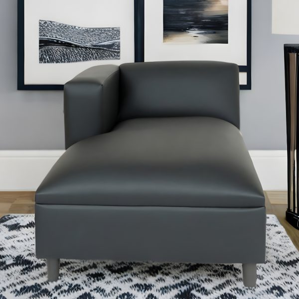 54" Black Faux Leather Lounge Chair - Image 2