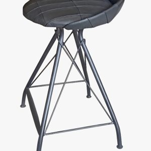 24" Leather And Iron Swivel Low Back Counter Height Bar Chair