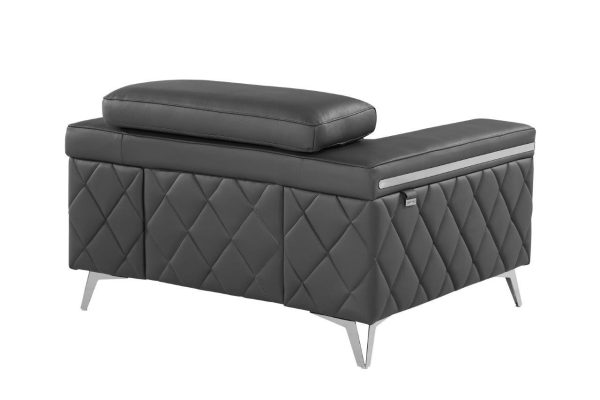 42" Gray And Silver Top Grain Leather Club Chair - Image 3