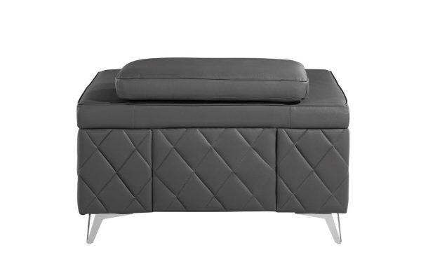 42" Gray And Silver Metallic Top Grain Leather Club Chair - Image 4
