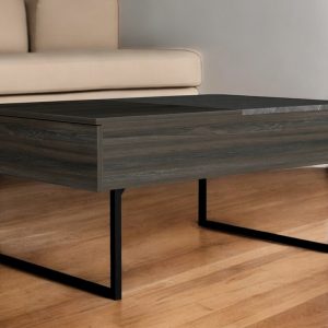 39" Espresso And Black Wood And Metal Lift Top Coffee Table With Drawer