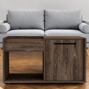 32" Brown Wood Coffee Table With Shelf