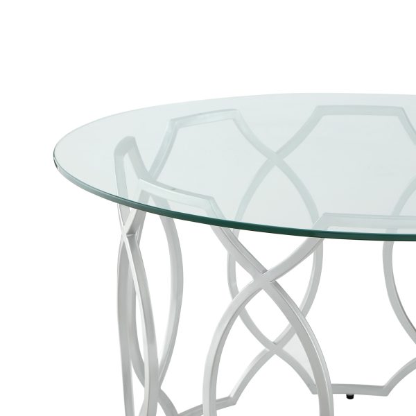 32" Clear And Silver Glass And Iron Round Coffee Table - Image 3