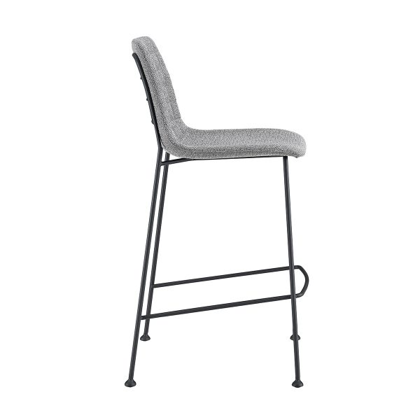 Set of Two 26" Light Gray and Black Fabric and Steel Low Back Counter Height Bar Chairs - Image 3
