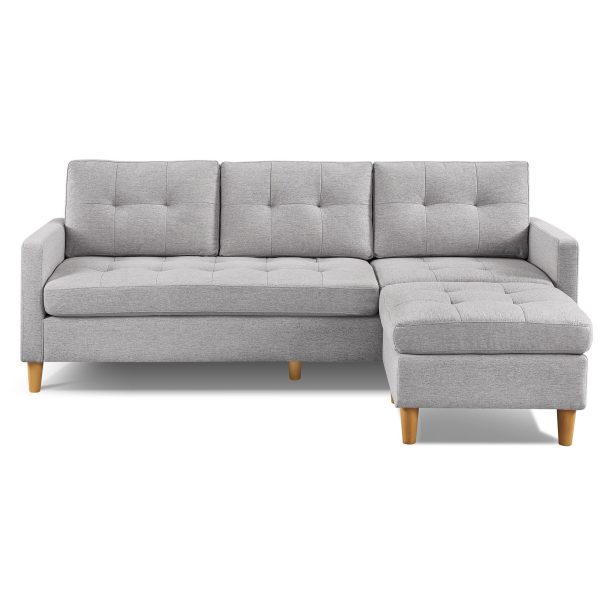 87" Light Gray Polyester Blend Sofa With Ottoman With Natural Legs - Image 2