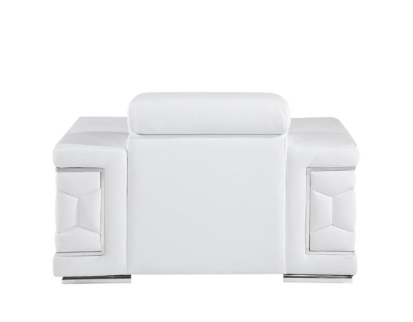 47" White And Silver Genuine Leather Club Chair - Image 3