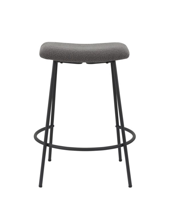Set of Two 26" Gray and Black Fabric and Metal Backless Counter Height Bar Chairs - Image 3