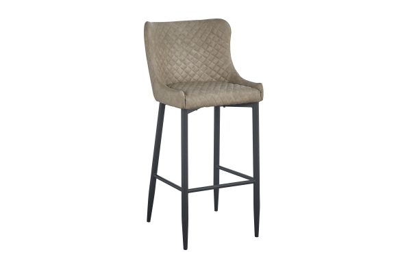 Set of Two 30" Gray and Black Faux Leather and Metal Low Back Bar Height Bar Chairs - Image 3