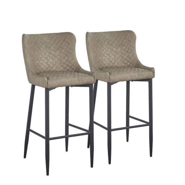 Set of Two 30" Gray and Black Faux Leather and Metal Low Back Bar Height Bar Chairs - Image 2