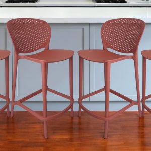 Set of Four 26" Orange Heavy Duty Plastic Low Back Counter Height Bar Chairs
