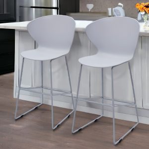 Set of Two 26" Gray Low Back Counter Height Bar Chairs