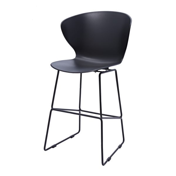 Set of Two 30" Black Heavy Duty Plastic and Metal Low Back Bar Height Bar Chairs - Image 3