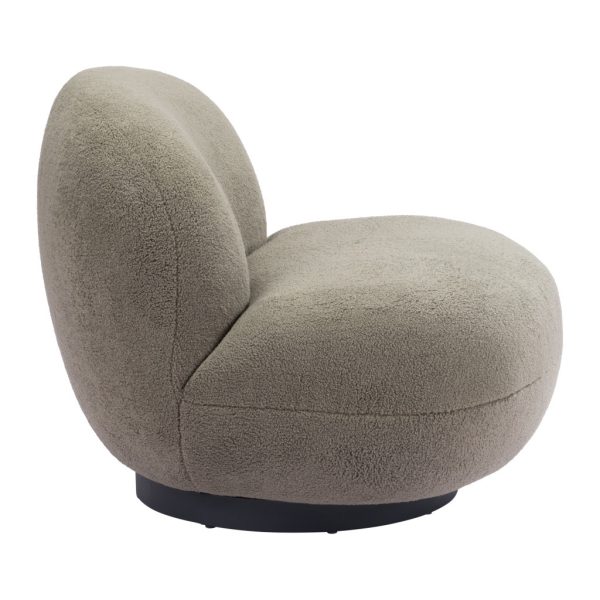 30" Khaki And Black Faux Shearling And Upholstered Slipper Chair - Image 3