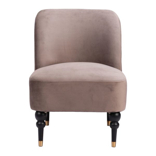 22" Taupe Black and Gold Velvet Side Chair - Image 2