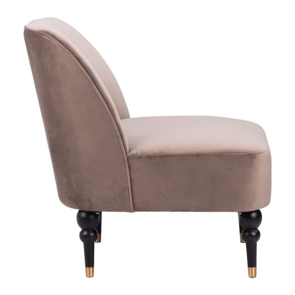 22" Taupe Black and Gold Velvet Side Chair - Image 4