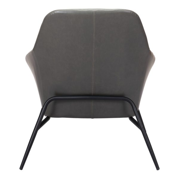 29" Gray And Black Faux Leather Arm Chair - Image 4