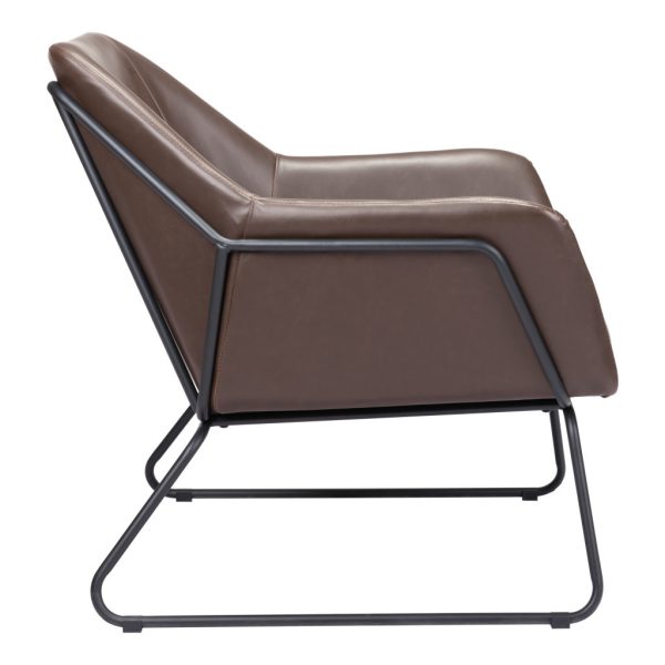 29" Brown And Black Faux Leather Arm Chair - Image 4