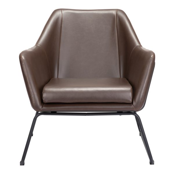29" Brown And Black Faux Leather Arm Chair - Image 3
